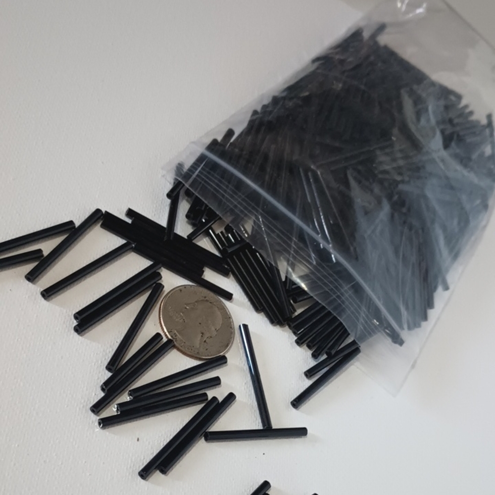Black Beads Tube Beads - Bulk Pack